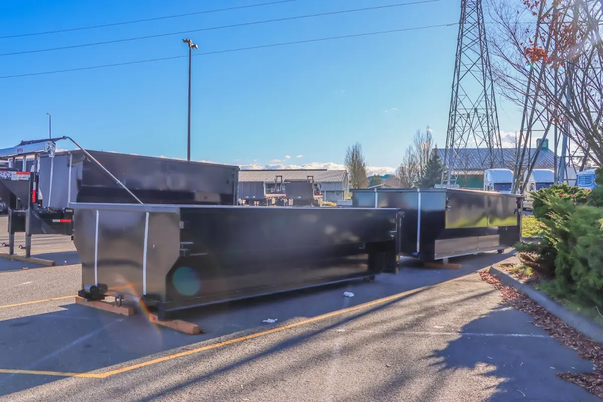 Roll-off dumpster ready for waste disposal at job site for Construction Dumpster Rental in Wisconsin Rapids